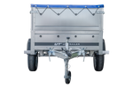 Remorque à un essieu 200x106 UNITRAILER GARDEN 200 KIPP avec côtés BIS et bâche bleue