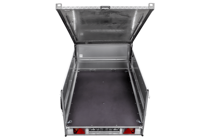 Remorque légère sur ressorts 200x125 UNITRAILER GARDEN 201/R KIPP avec ridelles supplémentaires et capot en aluminium