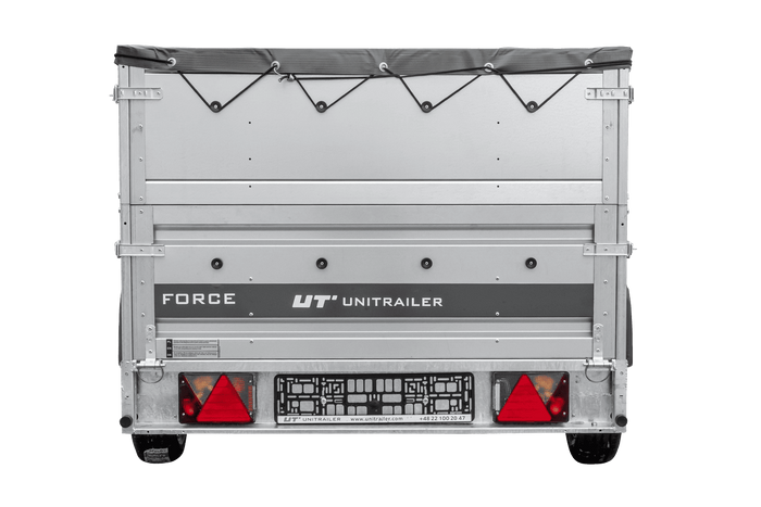 Remorque légère 264x125 UNITRAILER FORCE 264 KIPP avec ridelles BIS, châssis H-0 et bâche grise