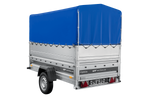 Remorque 230x125 UNITRAILER FORCE 230 KIPP avec ridelles BIS, châssis H-800 et bâche bleue