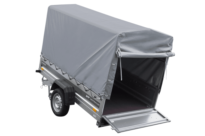 Remorque légère 230x125 UNITRAILER FORCE 230 KIPP avec châssis H-1100 et bâche grise