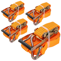 Ensemble de quatre courroies de transport UNITRAILER 8 m/50 mm/5 t orange avec tendeur