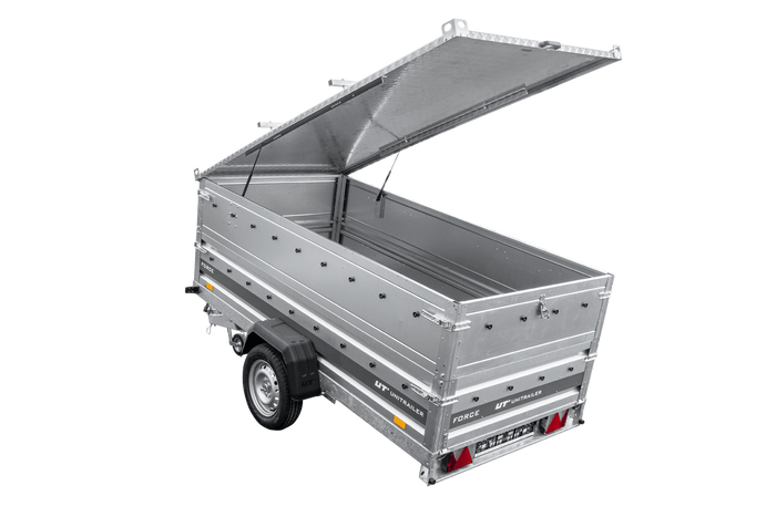 Remorque à un essieu sur ressorts 264x125 UNITRAILER FORCE 264/R KIPP avec côtés BIS et couvercle en aluminium