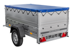 Remorque porte-voitures 200x106 UNITRAILER GARDEN 200 KIPP avec ridelles BIS, châssis H-0 et bâche bleue