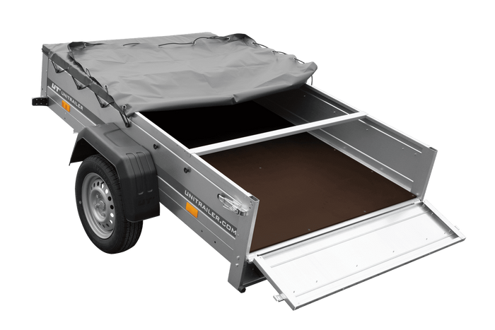 Remorque de voiture 200x125 UNITRAILER GARDEN 201 KIPP avec châssis H-0 et bâche grise