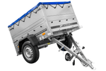 Remorque légère 150x106 UNITRAILER GARDEN 150 KIPP avec côtés BIS et bâche bleue