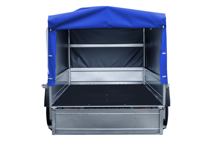 Remorque légère 230x125 UNITRAILER GARDEN 230 KIPP avec châssis H-800 et bâche bleue