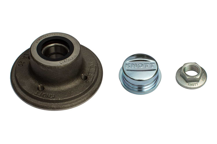 Moyeu avec roulement pour essieu non freiné KNOTT 4x100, kit de cache-écrous