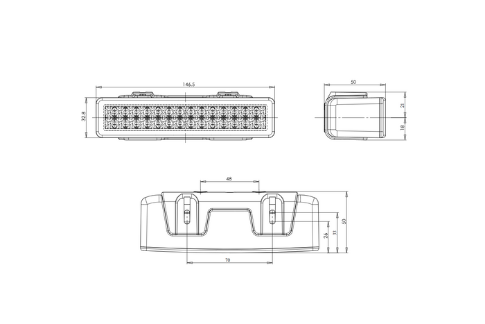 Feu de recul WAŚ W101 750 LED universel