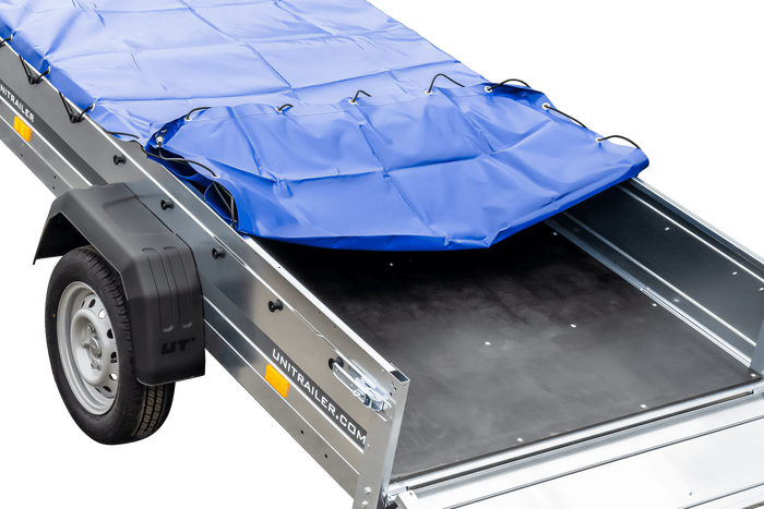 Remorque galvanisé 230 x 125 cm Garden Trailer 230 KIPP [avec roue jockey et bâche plate bleue]