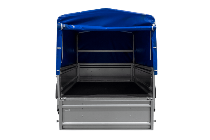 Remorque porte-voitures sur ressorts 230x125 UNITRAILER FORCE 230/R KIPP avec châssis H-800 et bâche bleue