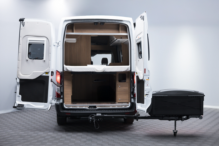 Coffre de rangement Towbox Camper Alpha noir LED (long) - coffre à bagages monté sur attelage