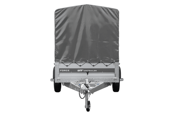 Remorque porte-voitures 264x125 UNITRAILER FORCE 264 KIPP avec châssis H-1100 et bâche grise