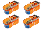 Ensemble de quatre courroies de transport UNITRAILER 10 m/50 mm/5 t orange avec tendeur