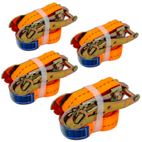 Ensemble de quatre courroies de transport UNITRAILER orange 4 m/25 mm/1 t avec tendeur