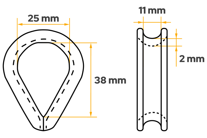 Cosse-coeur pour corde, câbles DROMET KU10, acier 10 mm