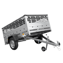 Remorque à un essieu 200x125 UNITRAILER GARDEN 201 KIPP avec côtés en filet et bâche grise