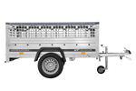 Remorque à un essieu 200x106 UNITRAILER GARDEN 200 KIPP avec côtés en filet, châssis H-0 et bâche grise