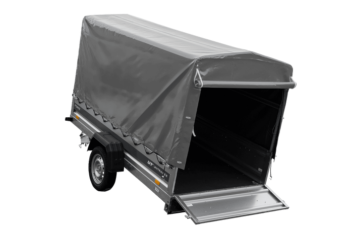 Remorque porte-voitures 264x125 UNITRAILER FORCE 264 KIPP avec châssis H-1100 et bâche grise