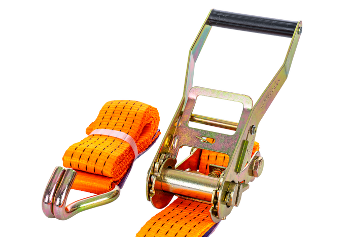 Ensemble de quatre courroies de transport UNITRAILER orange 2 m/50 mm/5 t avec tendeur