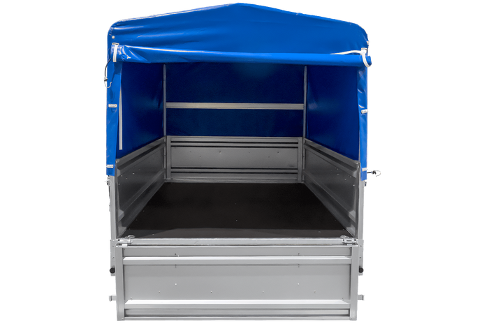 Remorque porte-voitures 264x125 UNITRAILER FORCE 264 KIPP avec châssis H-800 et bâche bleue