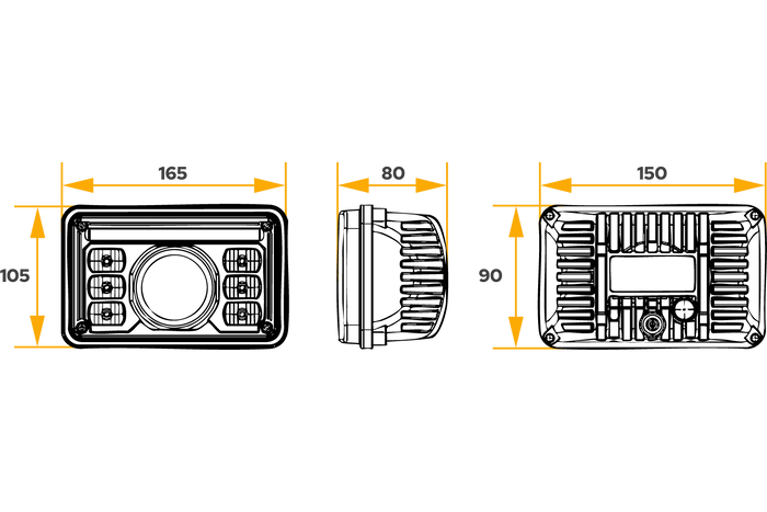 Feu avant LED TT Technology TT.16603, 3 fonctions, 16xLED, 3150lm pour John Deere, Massey Ferguson, CNH