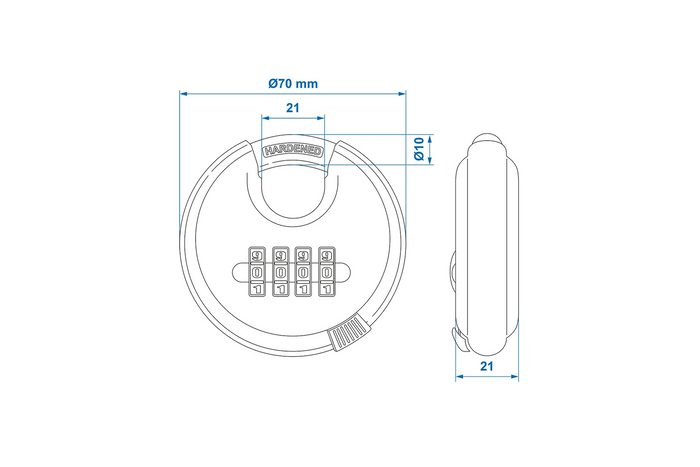 Cadenas rond à combinaison ProPlus 341317, anse de 70 mm