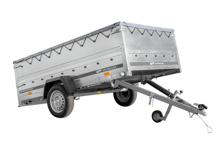 Remorque voiture 264x150 UNITRAILER GARDEN 265 KIPP avec ridelles BIS, cadre H-0 et bâche grise