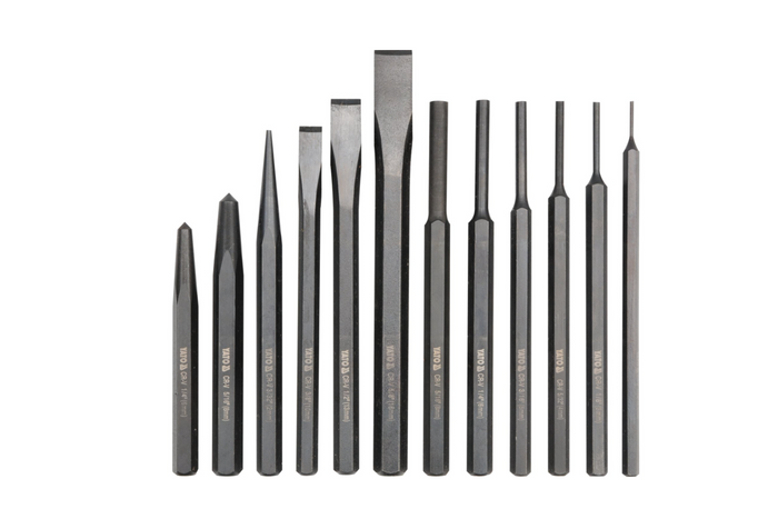 Ciseaux à froid et poinçons YATO YT-4714, 12 pcs.