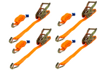 Ensemble de quatre courroies de transport UNITRAILER 12 m/25 mm/1 t orange avec tendeur