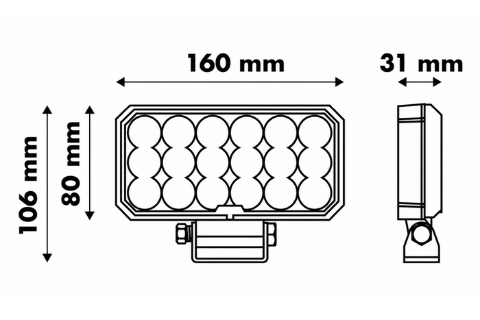 RéflectLampe de travail, réflecteur rectangulaire LED LAYTZ LY7305, 72 LED, 7000 lm
