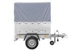 Remorque mono-essieu 150x106 UNITRAILER GARDEN 150 KIPP avec ridelles BIS, châssis H-800 et bâche grise