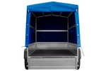 Remorque à deux essieux 264x125 UNITRAILER GARDEN TRAILER 264/2 KIPP avec châssis H-1100 et bâche bleue