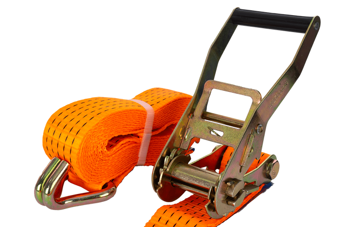 Ensemble de quatre courroies de transport UNITRAILER 5 m/50 mm/5 t orange avec tendeur