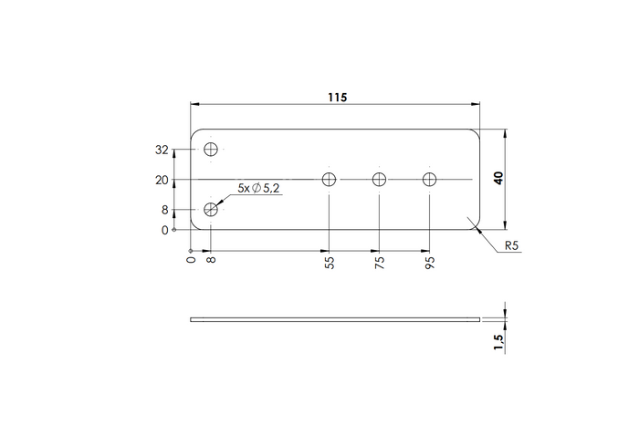 Patin pour attelage latéral ZB-13A UNITRAILER 40x115mm