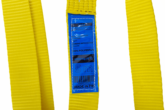 Sangle de remorquage avec crochets UNITRAILER 5 m/50 mm/6 t jaune