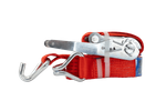 Ensemble de quatre courroies de transport rouges UNITRAIER 4 m/50 mm/5 t avec tendeur