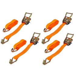 Ensemble de quatre courroies de transport UNITRAILER orange de 2 m/35 mm/2 t avec tendeur