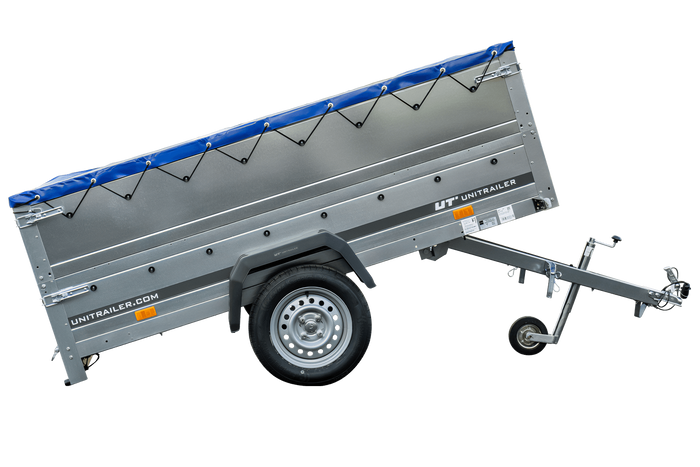 Remorque légère 230x125 UNITRAILER GARDEN 230 KIPP avec côtés BIS et bâche bleue
