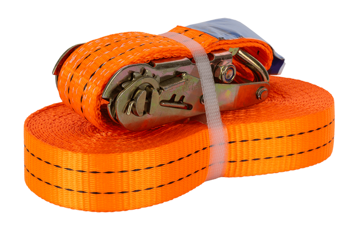 Ensemble de quatre courroies de transport UNITRAIER 12 m/35 mm/2 t orange avec tendeur