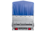 Remorque à un essieu sur ressorts 230x125 UNITRAILER FORCE 230/R KIPP avec ridelles BIS, châssis H-800 et bâche bleue