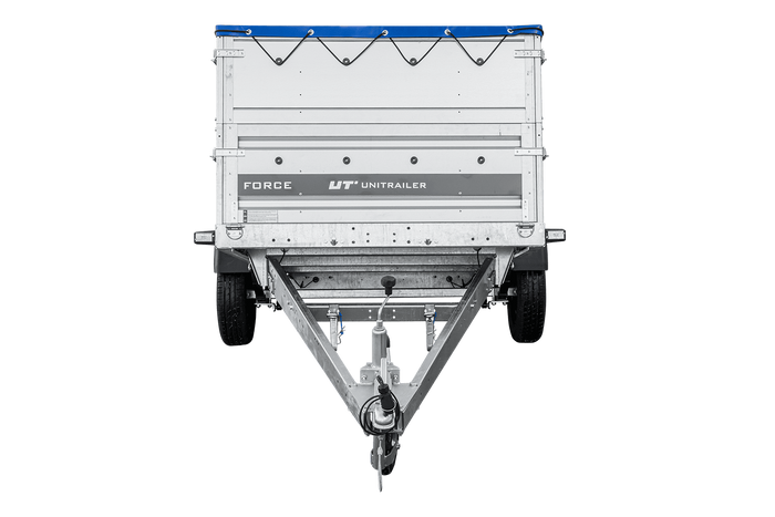 Remorque à un essieu sur ressorts 264x125 UNITRAILER FORCE 264/R KIPP avec côtés BIS, châssis H-0 et bâche bleue