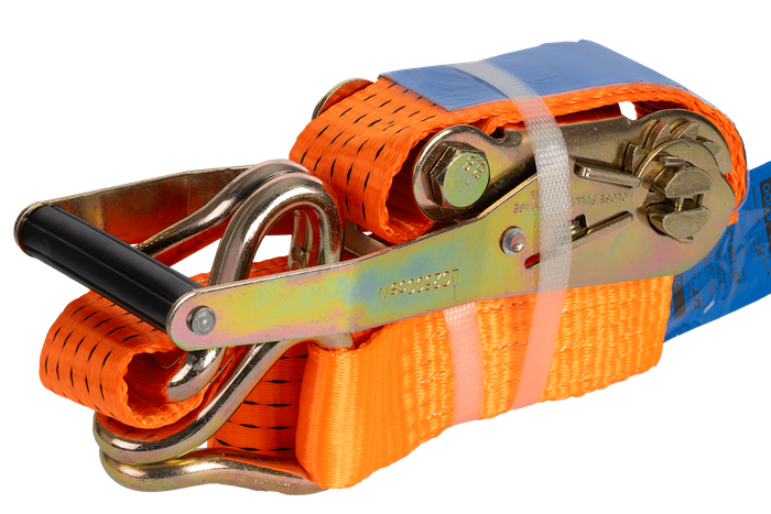 Ensemble de quatre courroies de transport UNITRAIER 3 m/50 mm/5 t orange avec tendeur