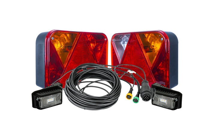 Kit éclairage : feux arrière DOBPLAST + feux de position LED DOBPLAST + faisceau MANTES 7m,13 broches + connecteurs rapides