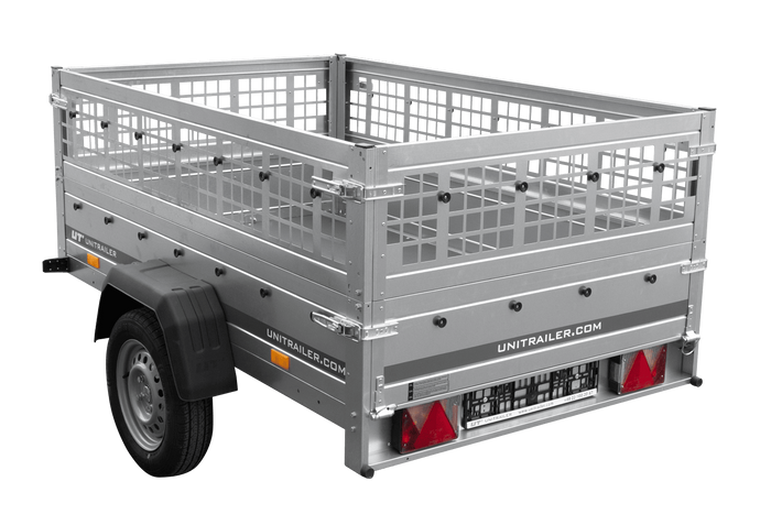 Remorque à un essieu 200x125 UNITRAILER GARDEN 201 KIPP avec ridelles grillagées