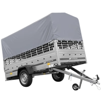 Remorque porte-voitures sur ressorts 264x125 UNITRAILER GARDEN 264/R KIPP avec côtés en filet, châssis H-800 et bâche grise