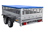 Remorque légère 264x150 UNITRAILER GARDEN 265/2 KIPP avec côtés en filet, châssis H-0 et bâche bleue