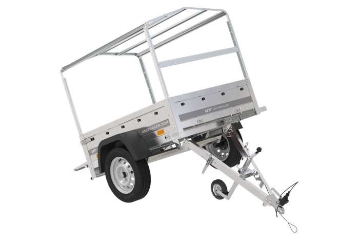 Remorque à un essieu 150x106 UNITRAILER GARDEN 150 KIPP avec châssis H-800 et bâche grise