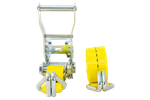 Ensemble de quatre sangles de transport UNITRAIER avec tendeur 4 m/25 mm/1 t jaunes