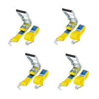 Ensemble de quatre courroies de transport jaunes UNITRAIER 4 m/50 mm/5 t avec tendeur
